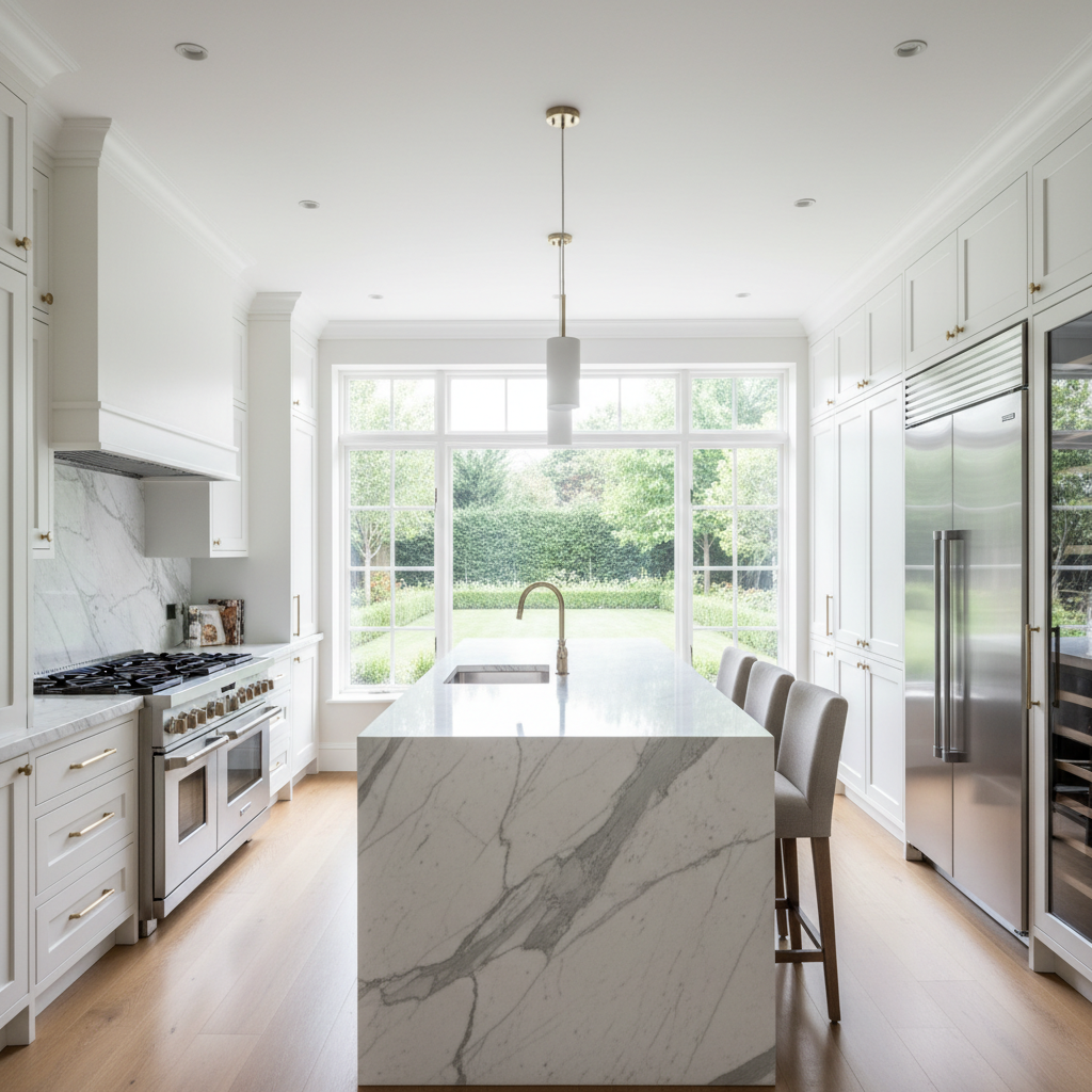 Luxury modern kitchen with built-in premium appliances